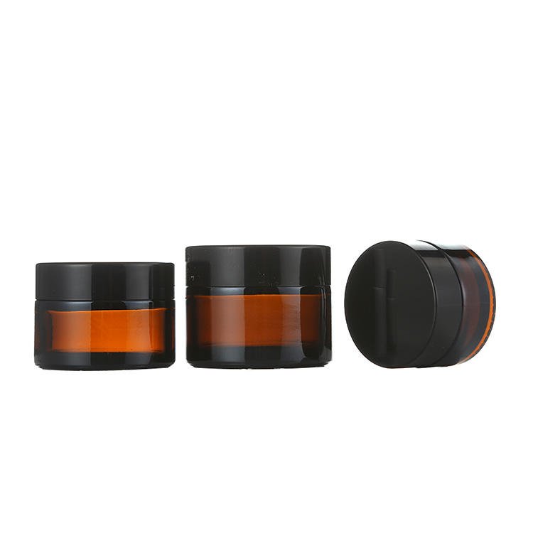 Amber Cosmetic Glass Jar with Plastic Lid (4)