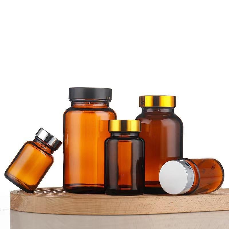 Custom Traditional Amber Glass Medicine Pill Bottles (2)