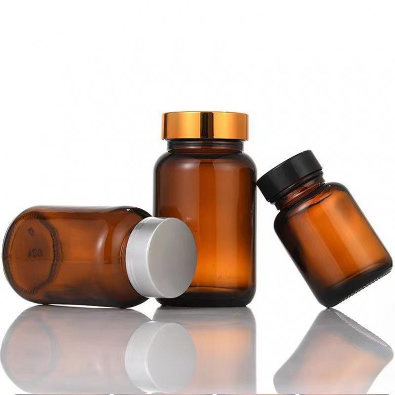 Custom Traditional Amber Glass Medicine Pill Bottles (4)