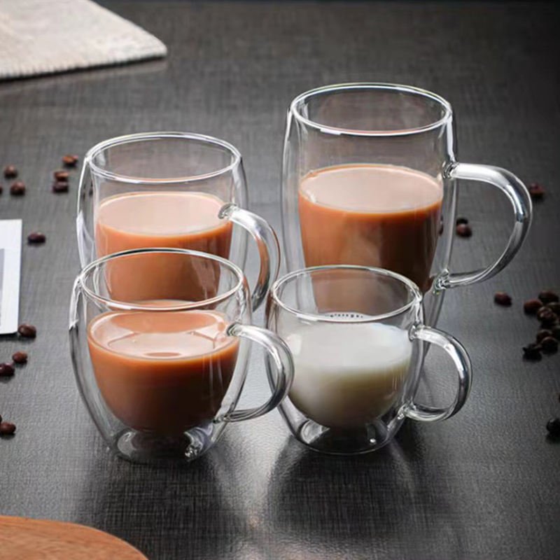 Double Wall Insulated Glass Coffee Mugs (3)