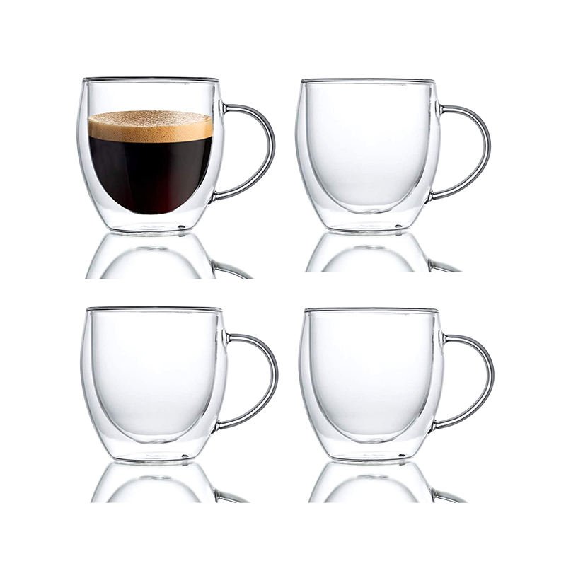 Double Wall Insulated Glass Coffee Mugs (5)
