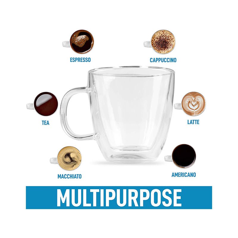 Double Wall Insulated Glass Coffee Mugs (6)