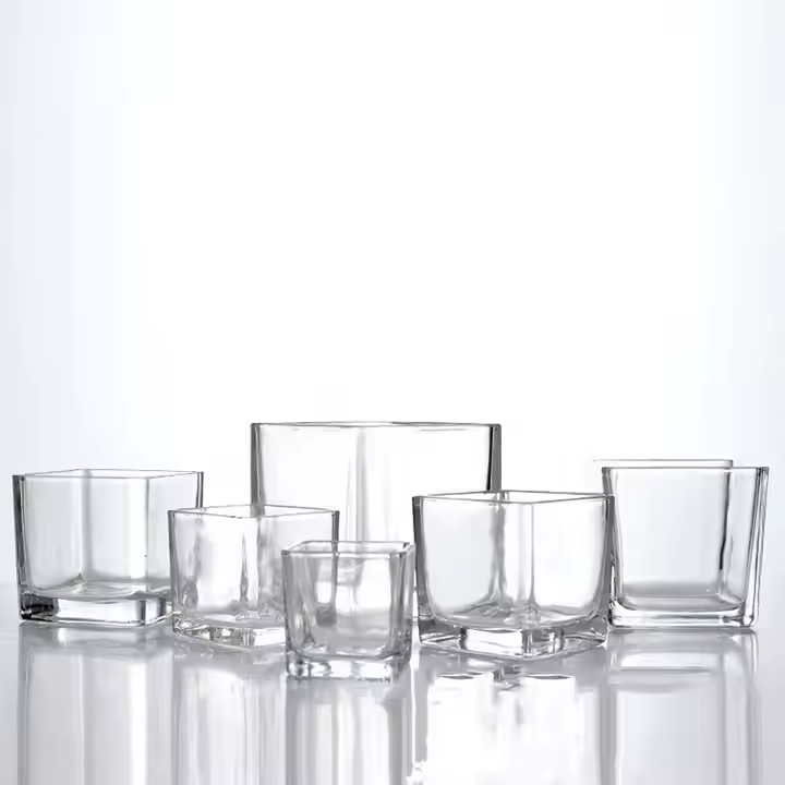 High Quality Cubic clear Glass Candle Jar (5)