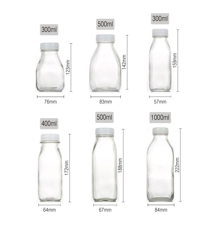 Square Glass Milk Juice Bottle (0)